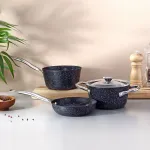 Fecra Starry 4 Parça Mini Granit Tencere Seti Metal Kulplu resmi