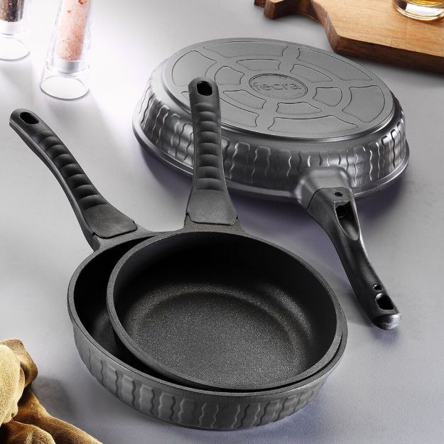 Fecra Bio Casting 3 Parça Döküm Granit Sahan Seti Siyah resmi