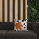 Fecra Yaprak Desenli Kırlent Kılıfı 43*43 resmi