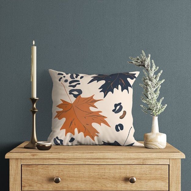 Fecra Yaprak Desenli Kırlent Kılıfı 43*43 resmi