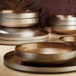 Fecra Circle 18 Parça Yemek Takımı Kahve Altın resmi