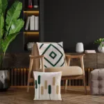 Fecra Botanik Raster Kırlent Kılıfı 43*43 Yeşil İkili resmi