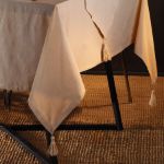 Fecra Lara Keten Püsküllü Masa örtüsü  160*220 cm resmi