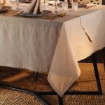 Fecra Dora Keten Düz Masa örtüsü 120*160 cm resmi