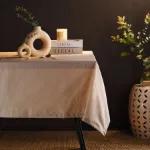 Fecra Dora Keten Düz Masa örtüsü 160*220 cm resmi