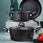 Fecra Kasrol 7 Parça Granit Tencere Seti Siyah resmi