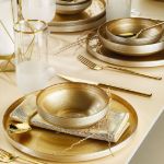 Fecra Circle 18 Parça Gold Yemek Takımı Şampanya resmi