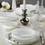 Fecra Circle Beyaz Gümüş Fileli 18 Parça Yemek Takımı resmi