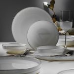 Fecra Circle Beyaz Gümüş Fileli 18 Parça Yemek Takımı resmi