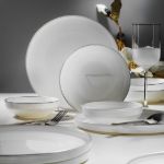 Fecra Circle Beyaz Gümüş Fileli 18 Parça Yemek Takımı resmi