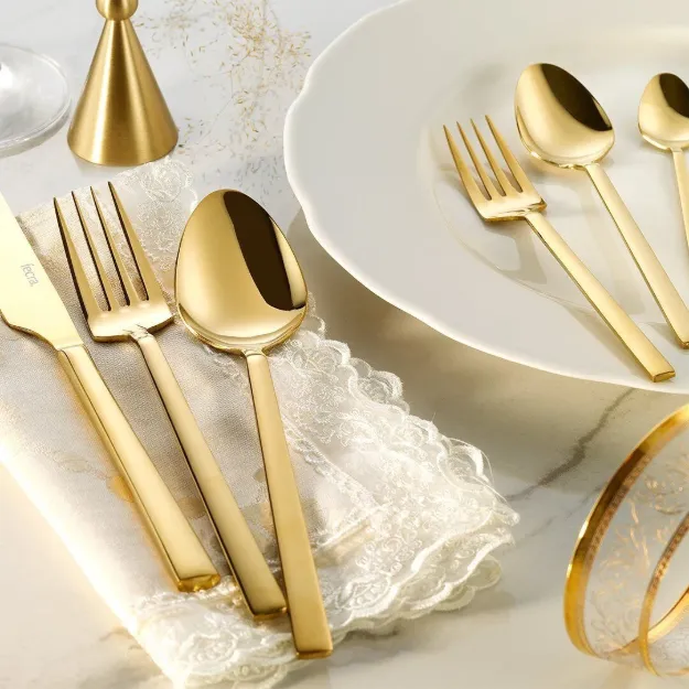 Fecra Doğa 36 Parça Gold Çatal Kaşık Bıçak Takımı resmi