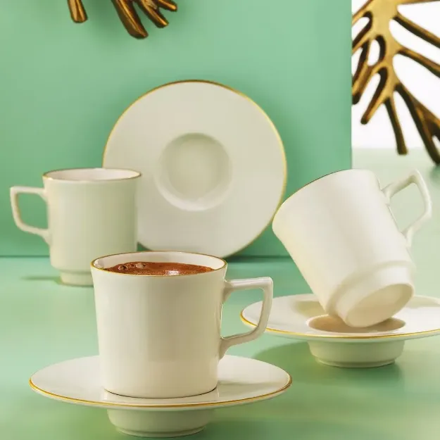 Fecra Rüya 12 Parça Kahve Fincan Takımı Gold Fileli resmi