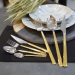 Fecra Doğa 89 Parça Altın Kaplama Çatal Kaşık Bıçak Takımı resmi