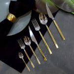 Fecra Doğa 89 Parça Altın Kaplama Çatal Kaşık Bıçak Takımı resmi