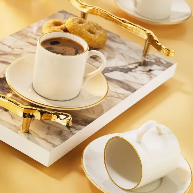 Fecra Lumin 12 Parça Kahve Fincan Takımı Gold Fileli resmi