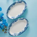 Fecra Vintage Blue 2'Li Kayık Tabak resmi