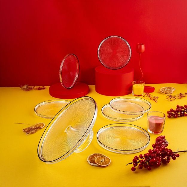 Fecra Loren 7 Parça Pasta ve Sunum Seti Siyah Fileli resmi