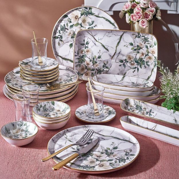 Fecra Monza 35 Parça Gold Fileli Kahvaltı Seti resmi