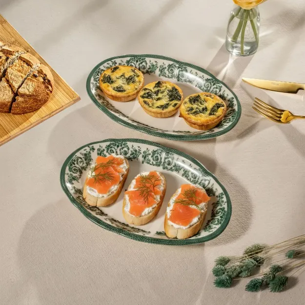 Fecra Majestic Green 2'Li Kayık Tabak resmi