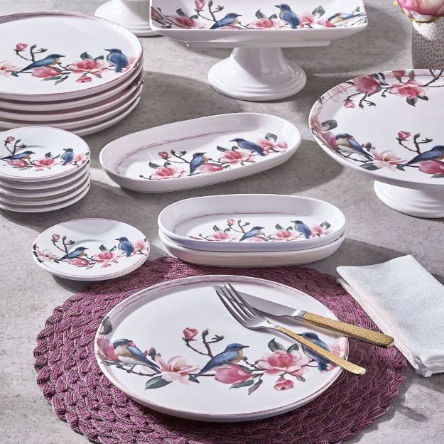 Fecra Pink Bird 18 Parça Servis ve Sunum Seti resmi