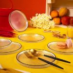 Fecra Loren 6'lı Pasta Tabağı Seti Siyah Fileli 16 Cm resmi