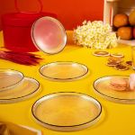 Fecra Loren 6'lı Pasta Tabağı Seti Siyah Fileli 16 Cm resmi