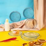 Fecra Loren 6'lı Pasta Tabağı Seti Siyah Fileli 16 Cm resmi