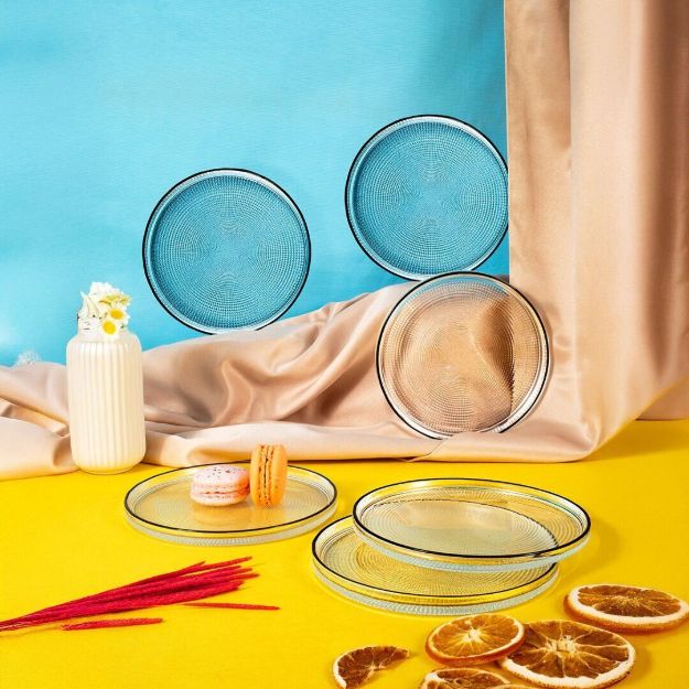 Fecra Loren 6'lı Pasta Tabağı Seti Siyah Fileli 16 Cm resmi