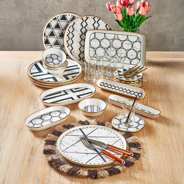 Fecra Feza 35 Parça Gold Fileli Kahvaltı Seti resmi