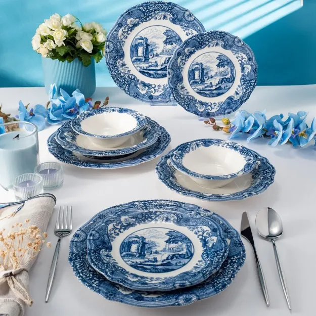 Fecra Vintage Blue 24 Parça Yemek Takımı resmi