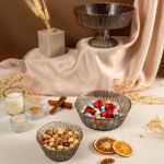 Fecra Rita 3'lü Cam Kase Seti Antrasit Altın Fileli resmi