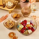 Fecra Fladen 7 Parça Kase Seti Kahve Gold Fileli resmi