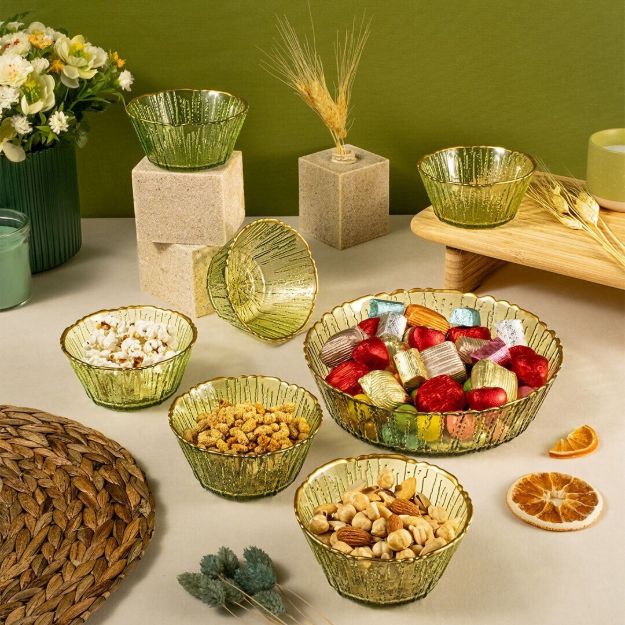 Fecra Fladen 7 Parça Kase Seti Yeşil Gold Fileli resmi